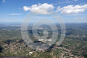 Monistrol de Montserrat from mountain near Barcelona in Spain