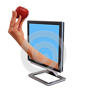 Monitor with a an apple