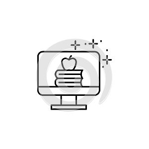 Monitor, apple, books icon. Simple line, outline vector of online educationa icons for ui and ux, website or mobile application