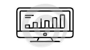Monitor with Bar Chart, Data Visualization and Business Analytics, vector design Generative AI