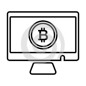 Monitor, bitcoin line icon. vector illustration isolated on white. outline style design, designed for web and app. Eps