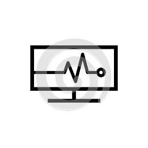 Monitor with cardiogram icon isolated on white background. ECG monitor with heart beat sign