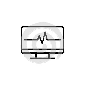 Monitor with cardiogram icon isolated on white background. ECG monitor with heart beat sign