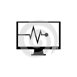 Monitor with cardiogram icon isolated on white background. ECG monitor with heart beat sign