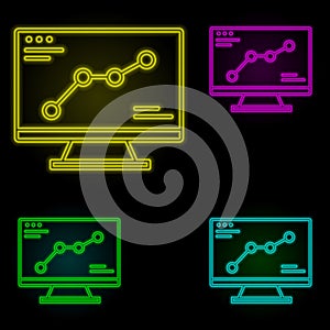 monitor, chart icon neon color set icon. Simple thin line, outline vector of business icons for ui and ux, website or mobile