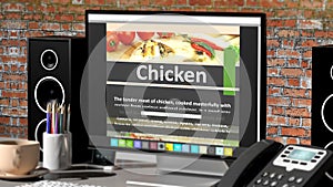 Monitor with Chicken recipe on desktop