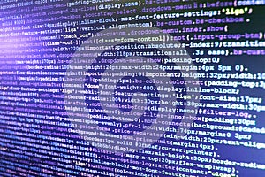 Monitor closeup of function source code.