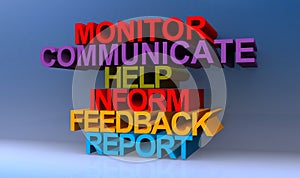 Monitor communicate help inform feedback report on blue photo