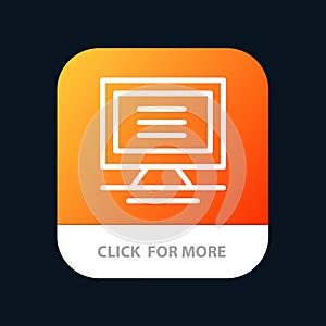 Monitor, Computer, Hardware Mobile App Button. Android and IOS Line Version