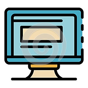 Monitor computer icon color outline vector