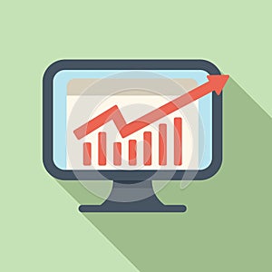 Monitor data finance icon flat vector. Digital chart
