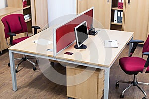 monitor on desk in a modern office