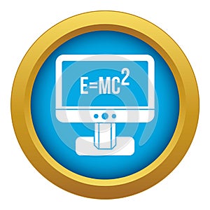 Monitor with Einstein formula icon blue vector isolated