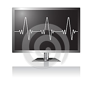 Monitor with heartbeat symbol
