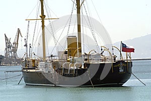 Monitor huscar Peruvian ship captured by Chilean squadron Chile during the war of the pacific in the naval battle of Angamos photo