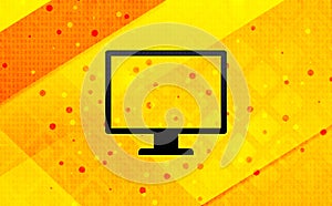 Monitor icon abstract digital banner yellow background