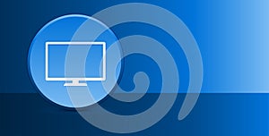 Monitor icon glassy modern blue button abstract background