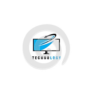 monitor icon logo template design technology vector illustration