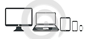 Monitor, laptop, tablet, smartphone and smartwatch icons