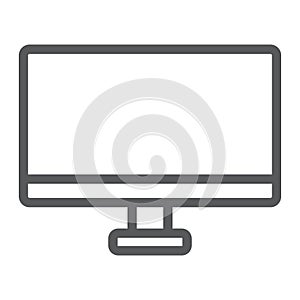 Monitor line icon, desktop and device, computer display sign, vector graphics, a linear pattern on a white background.