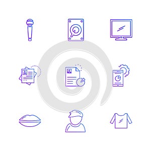 monitor , lips , dress , document , microphone , technology , icons , electronics , eps icons set vector