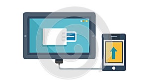 Monitor and Mobile Device Data Connectivity, vector design Generative AI