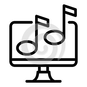Monitor music icon, outline style