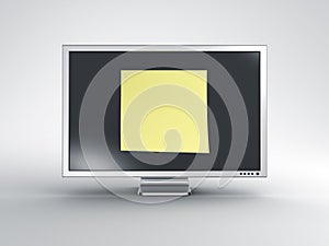 Monitor with oversized post it note