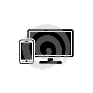 Monitor and phone, icon. One of set web icons