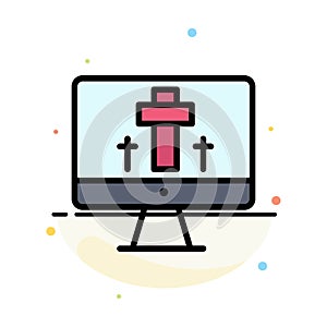 Monitor, Screen, Easter, Egg Abstract Flat Color Icon Template