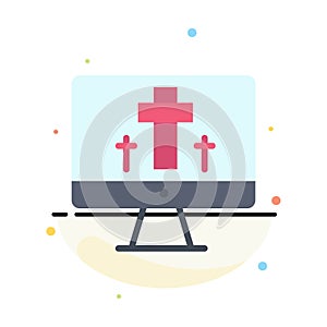 Monitor, Screen, Easter, Egg Abstract Flat Color Icon Template