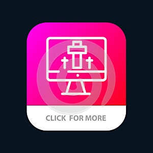 Monitor, Screen, Easter, Egg Mobile App Button. Android and IOS Line Version