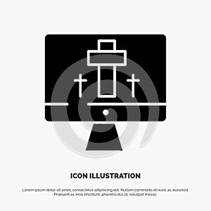 Monitor, Screen, Easter, Egg solid Glyph Icon vector