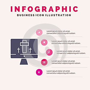 Monitor, Screen, Easter, Egg Solid Icon Infographics 5 Steps Presentation Background