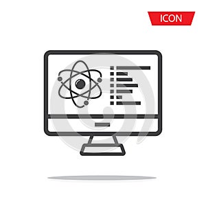 Monitor screen with molecular structure vector icon. filled flat sign for mobile concept and web design. Chemical research solid