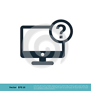 Monitor, Screen, Television Help Icon Vector Logo Template Illustration Design. Vector EPS 10