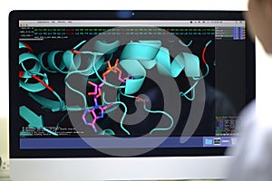 Monitor showing the Genomics data and genome sequencing.