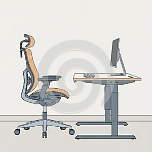 Monitor sits on a metal stand, accompanied by a keyboard, indicating