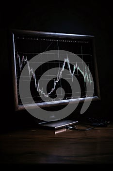 Monitor with stock market graph on screen. Stock market or forex trading graph on computer screen. Business and financial concept