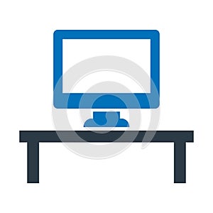 Monitor, table Vector icon which can easily modify