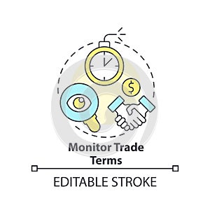Monitor trade terms concept icon