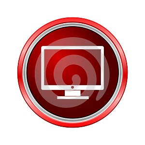 Monitor tv icon, Internet button on white background