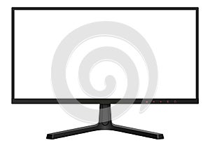Monitor TV isolated, front view with empty screen