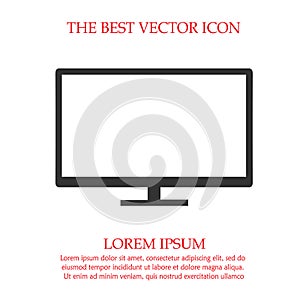 Monitor tv screen vector icon eps 10. Simple isolated illustration