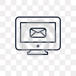 Monitor vector icon isolated on transparent background, linear M