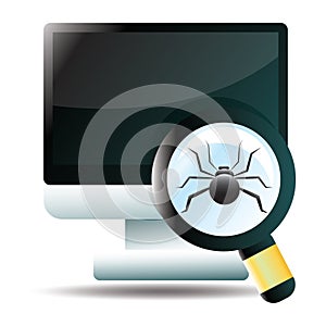 monitor with virus search icon. Vector illustration decorative design