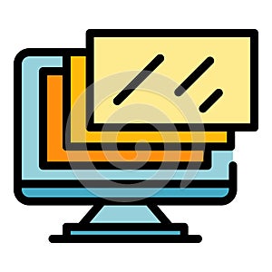 Monitor web interface icon color outline vector