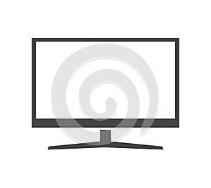 Monitor widescreen silhouette monochrome icon. Computer or tv empty screen, display.