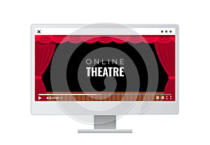 A monitor window with online video broadcast of the performance from the theater