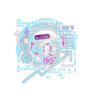 Monitoring bot thin line concept vector illustration